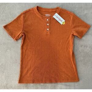 Cat & Jack Youth Boys Burnt Orange Clay Ribbed Henley Shirt Size M